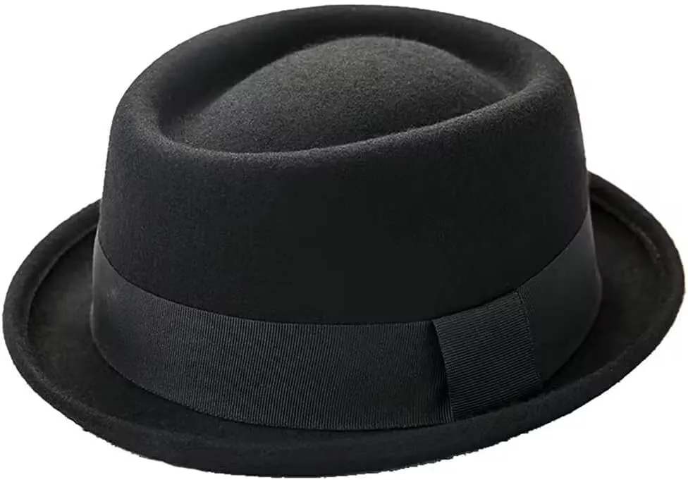 1920s Porkpie-Hat Boater-Fedora-for Men - Wool-Felt-Bowler-Derby-Hat for Women Man (Size:S/M)