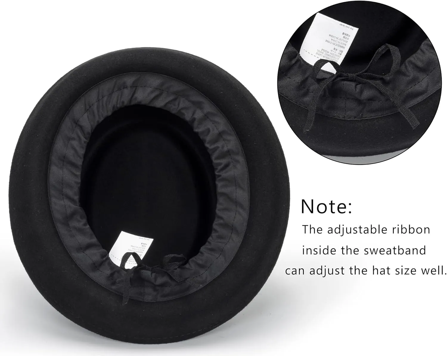 1920s Porkpie-Hat Boater-Fedora-for Men - Wool-Felt-Bowler-Derby-Hat for Women Man (Size:S/M)