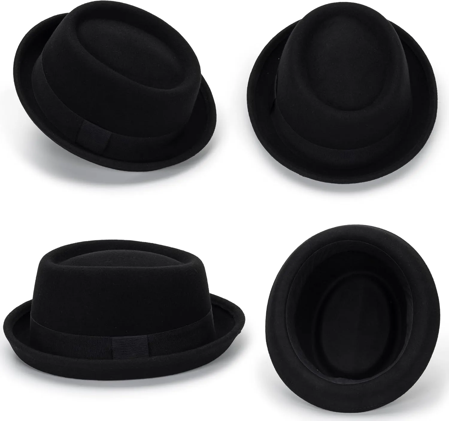 1920s Porkpie-Hat Boater-Fedora-for Men - Wool-Felt-Bowler-Derby-Hat for Women Man (Size:S/M)