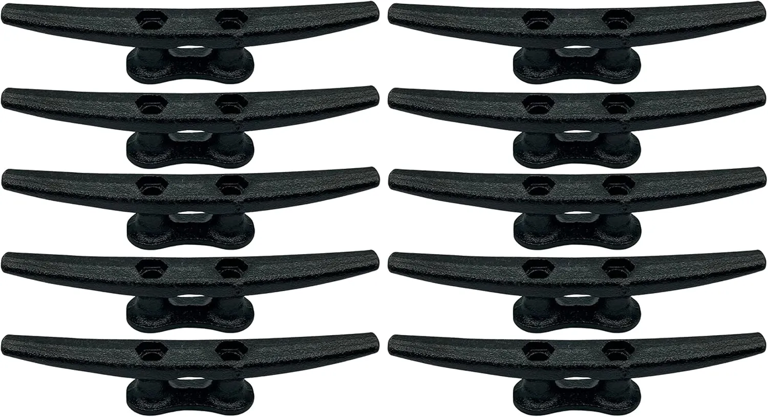 6 inch Black Boat Cleats, 10-Pack Electrophoretic Coated Black Cast Iron Dock Cleat for Marine or Decorative Applications