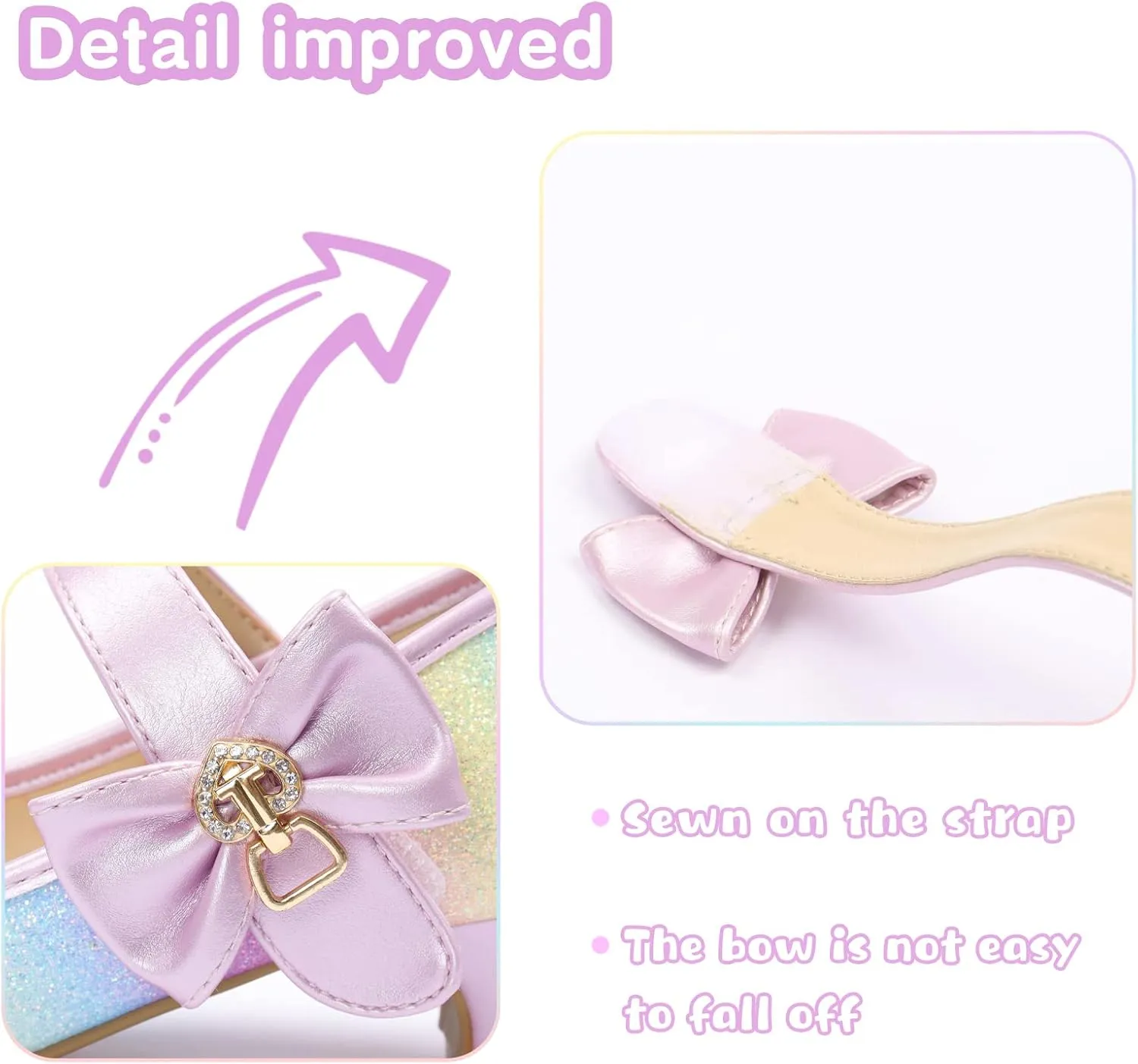 ADAMUMU Girls Low Heel Shoes PU Dress Shoes for Wedding(Little Big Kids)