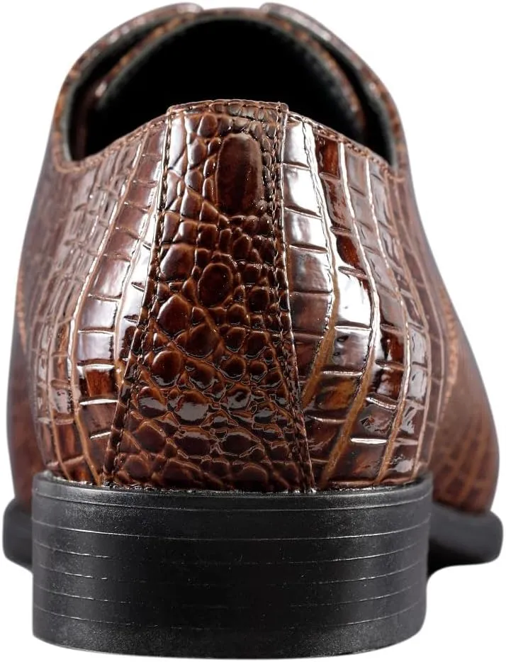 Amali Harvey Fashion Mens Dress Exotic Shoes Croco Lace up Oxford Formal Shoe for Men