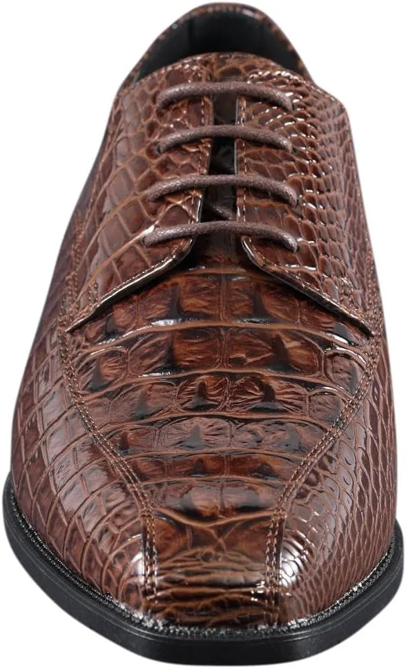 Amali Harvey Fashion Mens Dress Exotic Shoes Croco Lace up Oxford Formal Shoe for Men