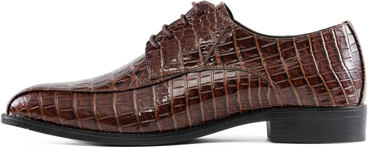 Amali Harvey Fashion Mens Dress Exotic Shoes Croco Lace up Oxford Formal Shoe for Men