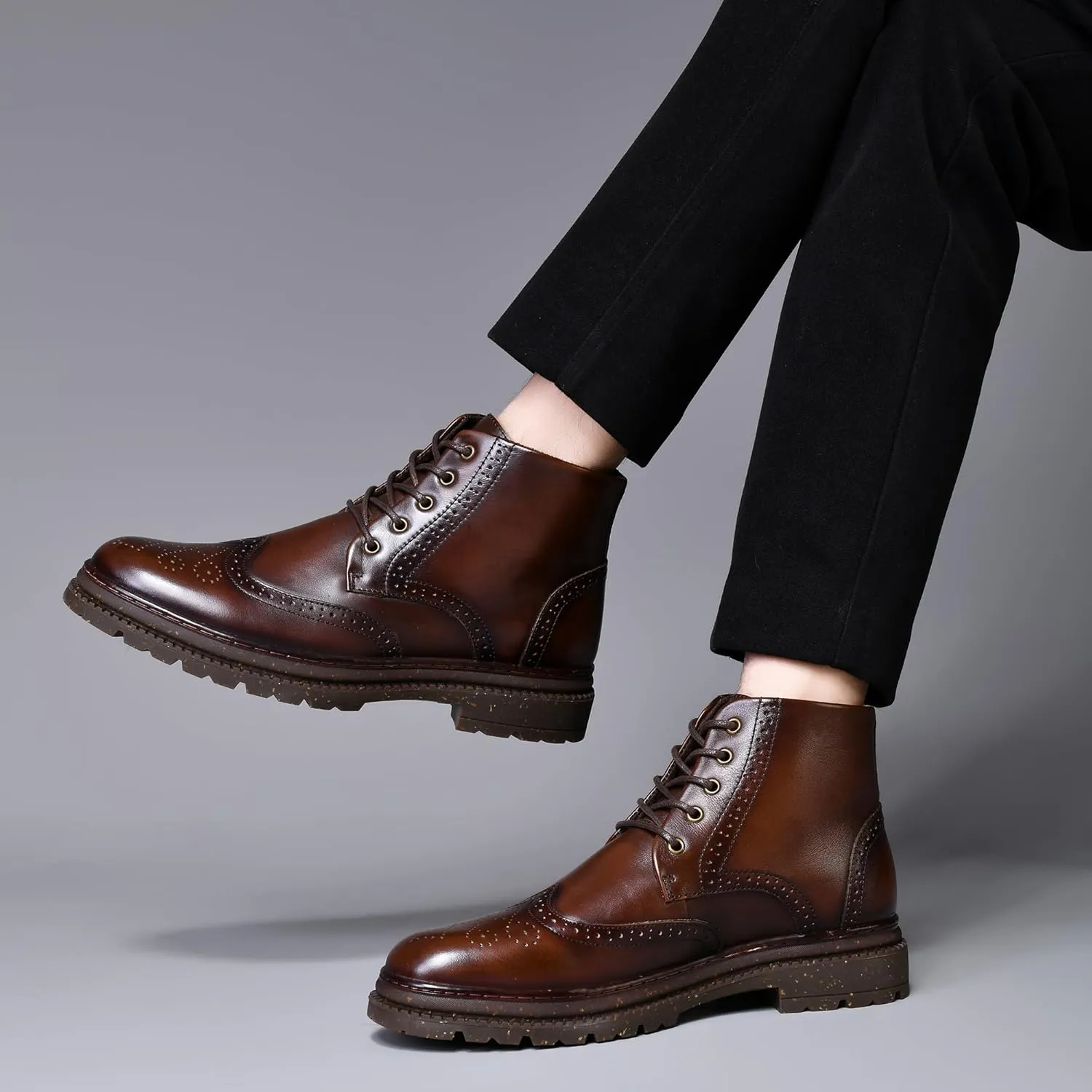 Arkbird Mens Oxford Dress Boots Fashion Casual Genuine Leather Brogue Chukka Ankle Boot for Men