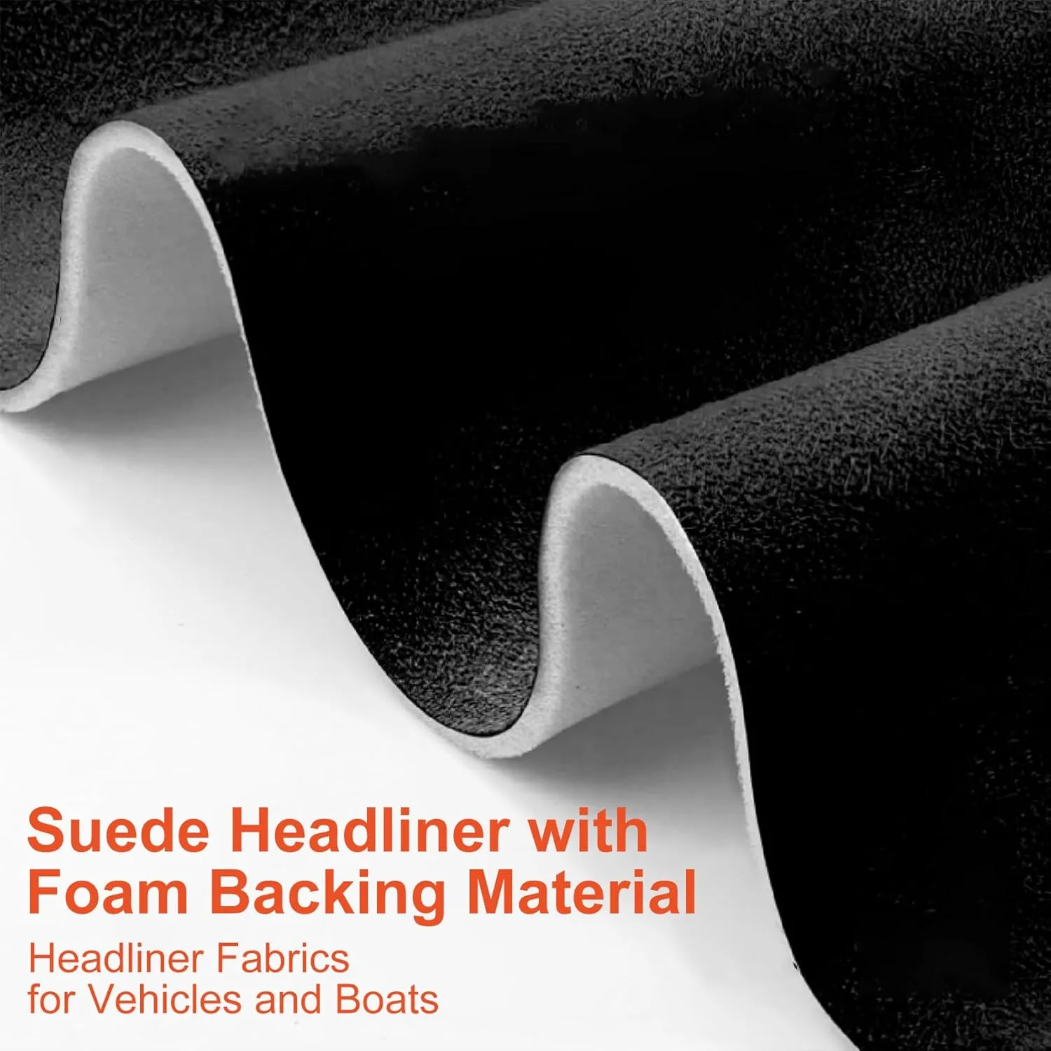 Automotive Suede Headliner Fabric with 3mm Foam Backing Material - Micro-Suede Headliner Flame Retardant Fabric for Home/DIY/Car Replacement/Repair (Black, 60x60in)