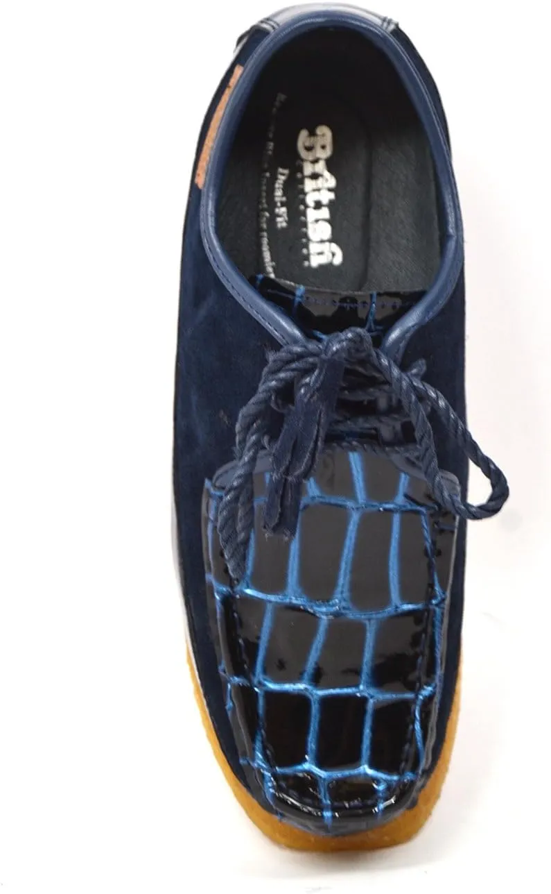 British Collection - Crown Croc Suede and Croc Lace Up Men Shoes