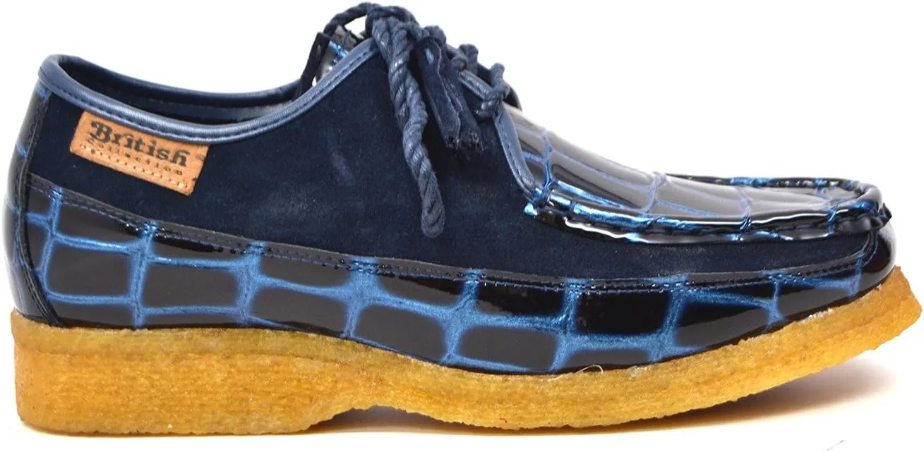 British Collection - Crown Croc Suede and Croc Lace Up Men Shoes