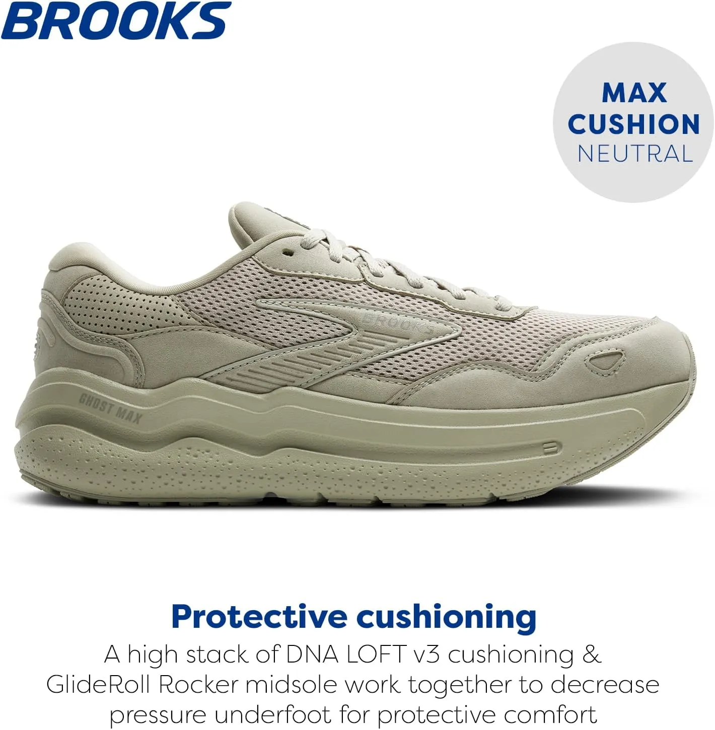 Brooks Men’s Ghost Max Suede/Leather Neutral Running & Walking Shoe
