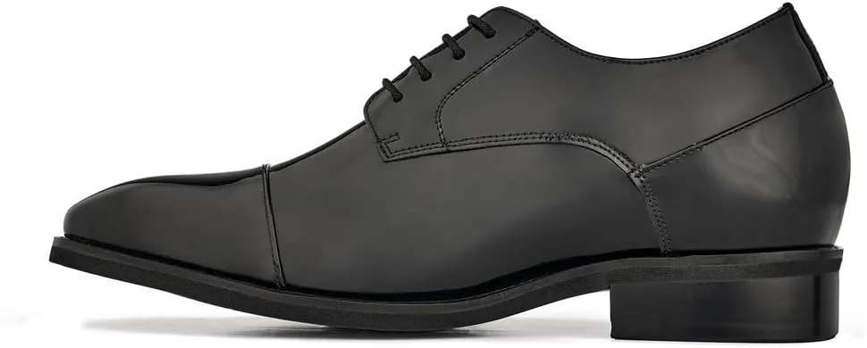 CALTO Men's Invisible Height Increasing Elevator Shoes - Black Patent Leather Lace-up Formal Dress Oxfords - 3 Inches Taller - Y3270- Size 8 D(M) US
