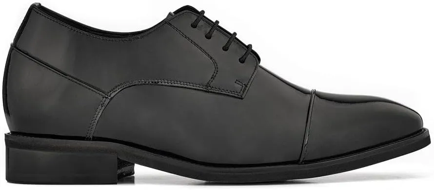 CALTO Men's Invisible Height Increasing Elevator Shoes - Black Patent Leather Lace-up Formal Dress Oxfords - 3 Inches Taller - Y3270- Size 8 D(M) US