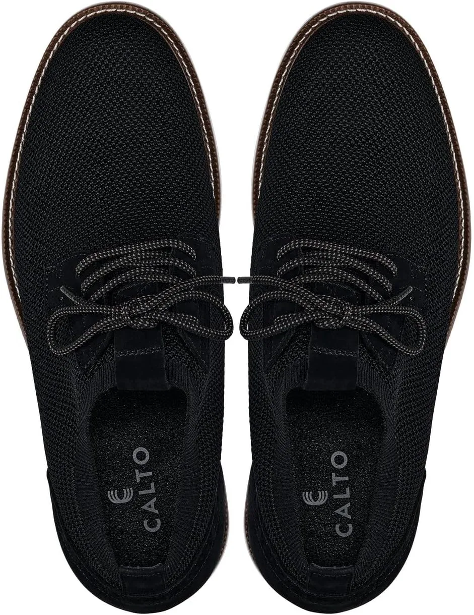 CALTO Men's Invisible Height Increasing Elevator Shoes - Noir Black Lightweight Lace-up Casual Derby - 3.2 Inches Taller - J1502 - Size 10.5 D(M) US