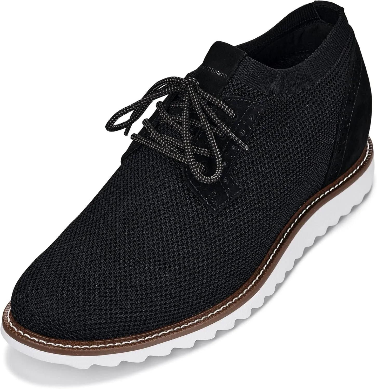 CALTO Men's Invisible Height Increasing Elevator Shoes - Noir Black Lightweight Lace-up Casual Derby - 3.2 Inches Taller - J1502 - Size 10.5 D(M) US
