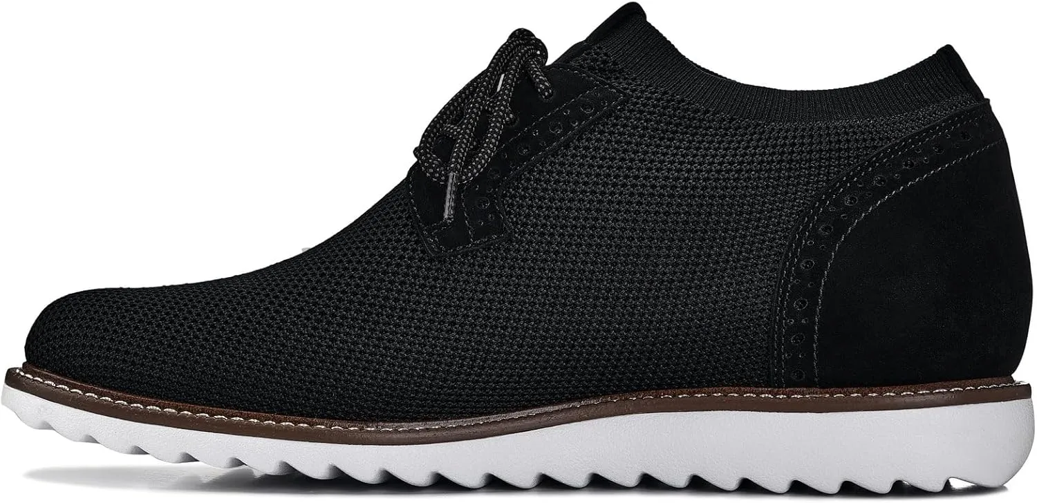 CALTO Men's Invisible Height Increasing Elevator Shoes - Noir Black Lightweight Lace-up Casual Derby - 3.2 Inches Taller - J1502 - Size 10.5 D(M) US