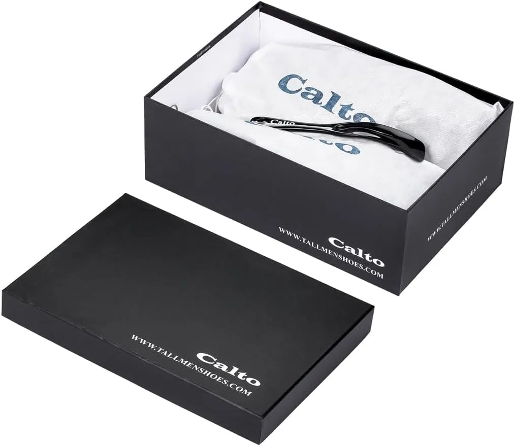 CALTO Men's Invisible Height Increasing Elevator Shoes - Noir Black Lightweight Lace-up Casual Derby - 3.2 Inches Taller - J1502 - Size 10.5 D(M) US