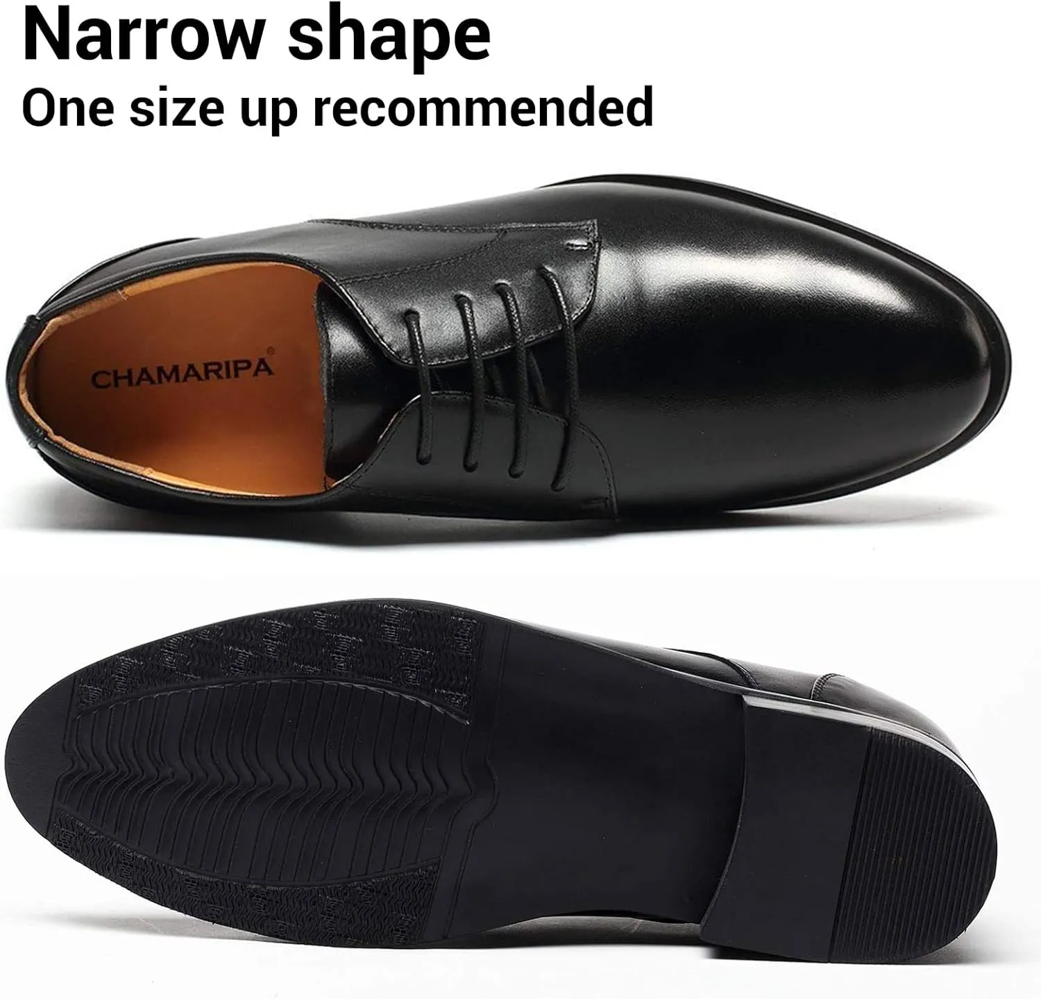 CHAMARIPA Elevator Shoes for Men Invisible Height Increasing Elevator Shoes Lace up Leather Formal Oxford Dress Tuxedo Lift Shoes Make You Taller