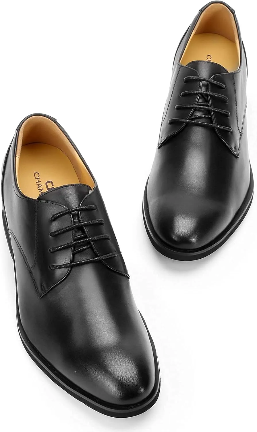CHAMARIPA Elevator Shoes for Men Invisible Height Increasing Elevator Shoes Lace up Leather Formal Oxford Dress Tuxedo Lift Shoes Make You Taller