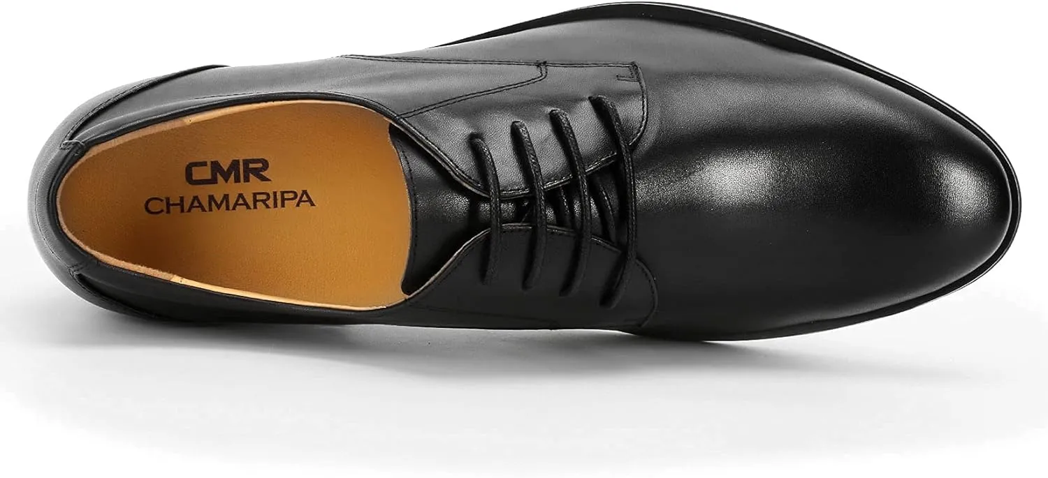 CHAMARIPA Elevator Shoes for Men Invisible Height Increasing Elevator Shoes Lace up Leather Formal Oxford Dress Tuxedo Lift Shoes Make You Taller