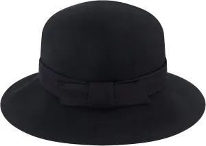Concept One Christian Siriano New York Cloche, Women's Vintage Wool Felt Bowler Hat with Fabric Knot Band