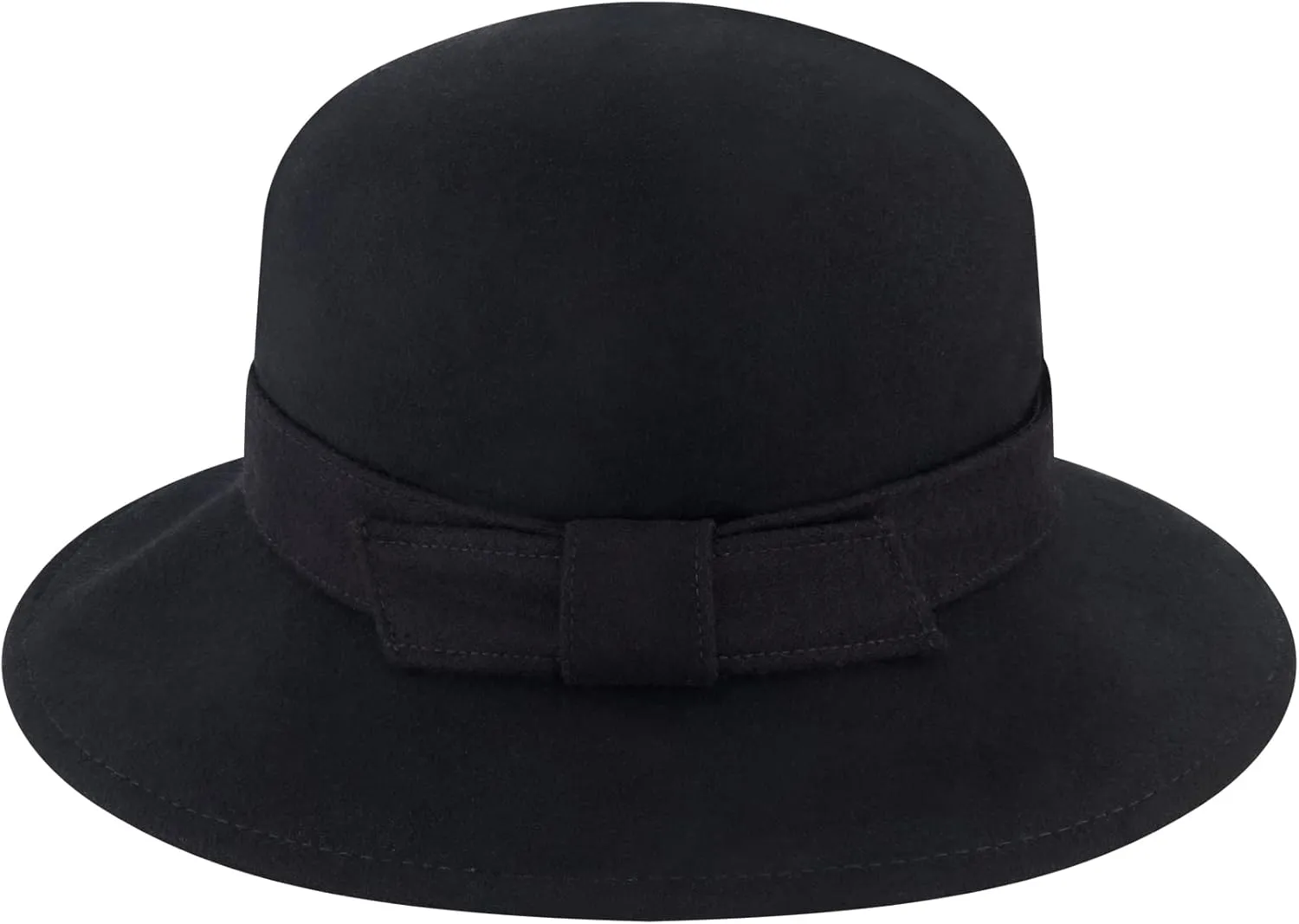 Concept One Christian Siriano New York Cloche, Women's Vintage Wool Felt Bowler Hat with Fabric Knot Band