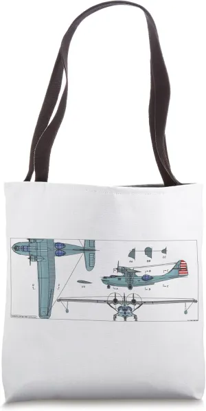 Consolidated PBY Catalina WW2 Flying Boat Color Diagram Tote Bag