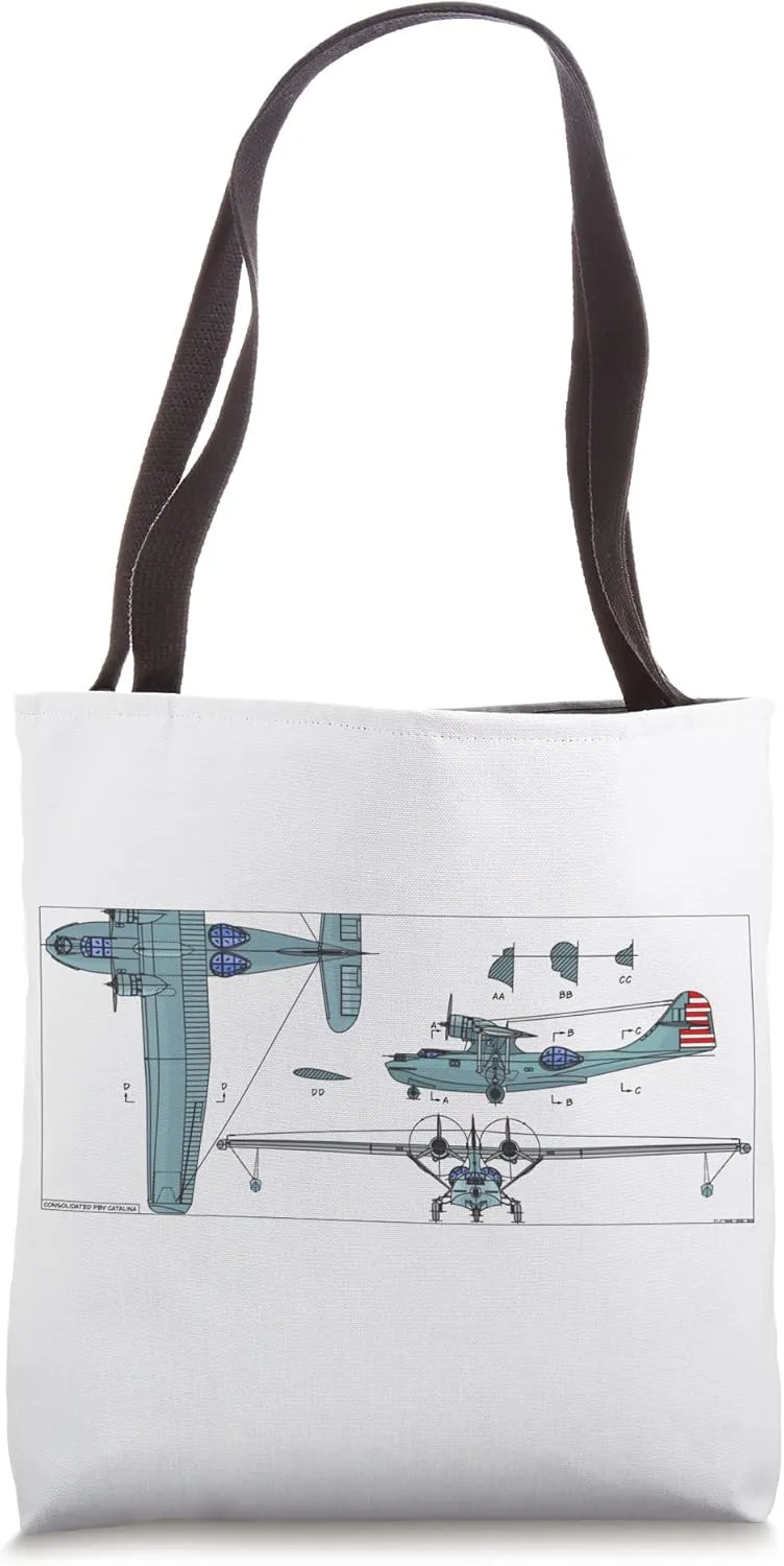 Consolidated PBY Catalina WW2 Flying Boat Color Diagram Tote Bag