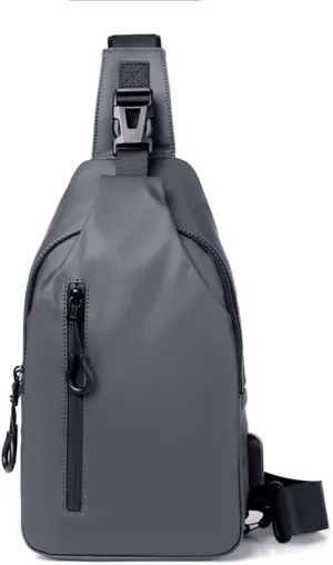 Cross border men's PU chest bag, Korean fashion shoulder bag, large capacity backpack(E)