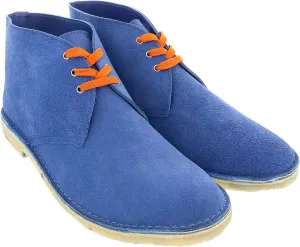 Daniela Fargion Blue Suede Orange Laced Leather Derby Shoes- for Mens