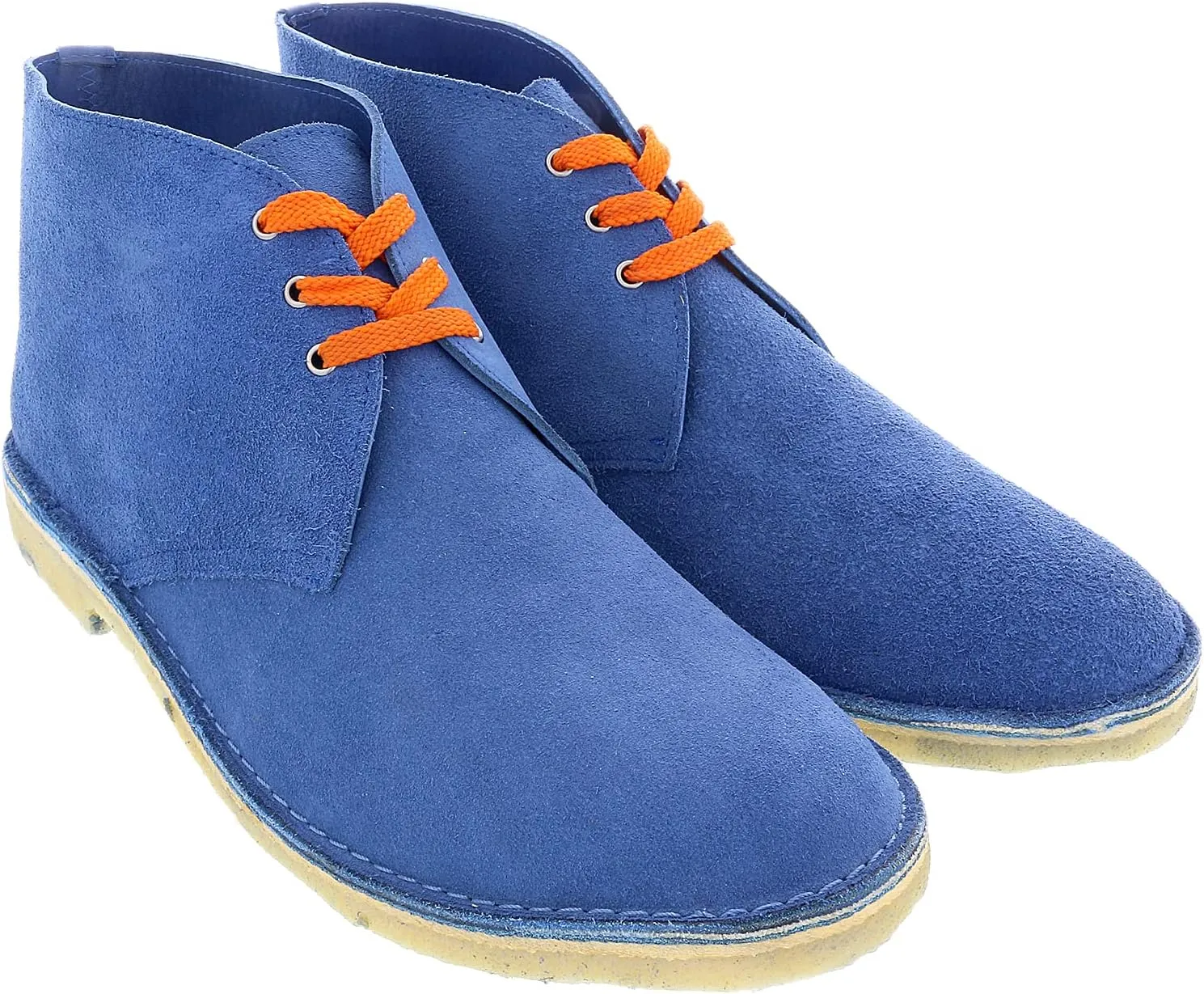 Daniela Fargion Blue Suede Orange Laced Leather Derby Shoes- for Mens