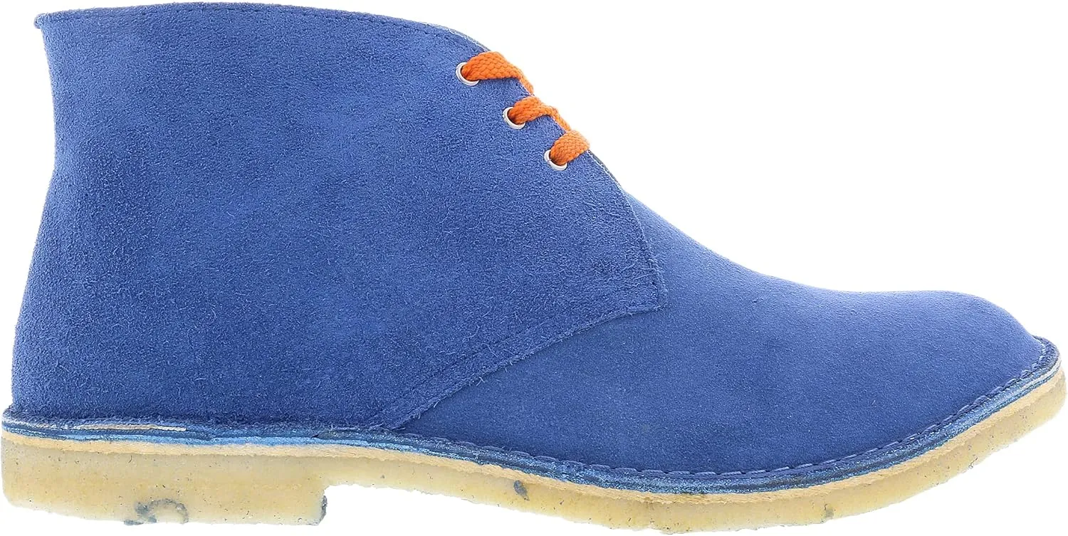 Daniela Fargion Blue Suede Orange Laced Leather Derby Shoes- for Mens