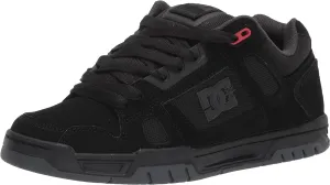 DC Men's Stag Low Top Skate Shoe, Black/Grey/RED, 11.5