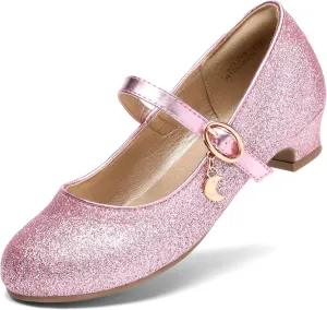 DREAM PAIRS Girls Mary Jane Low Heel Princess Flower Wedding Party Pump Dress Shoes