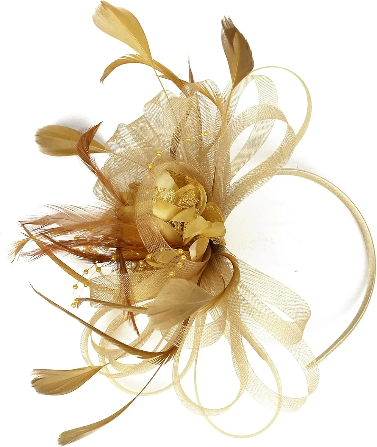 Fascinator Hats for Women Feather Flower Hair Clip Brooch Wedding Tea Party Hat Derby Race Headwear