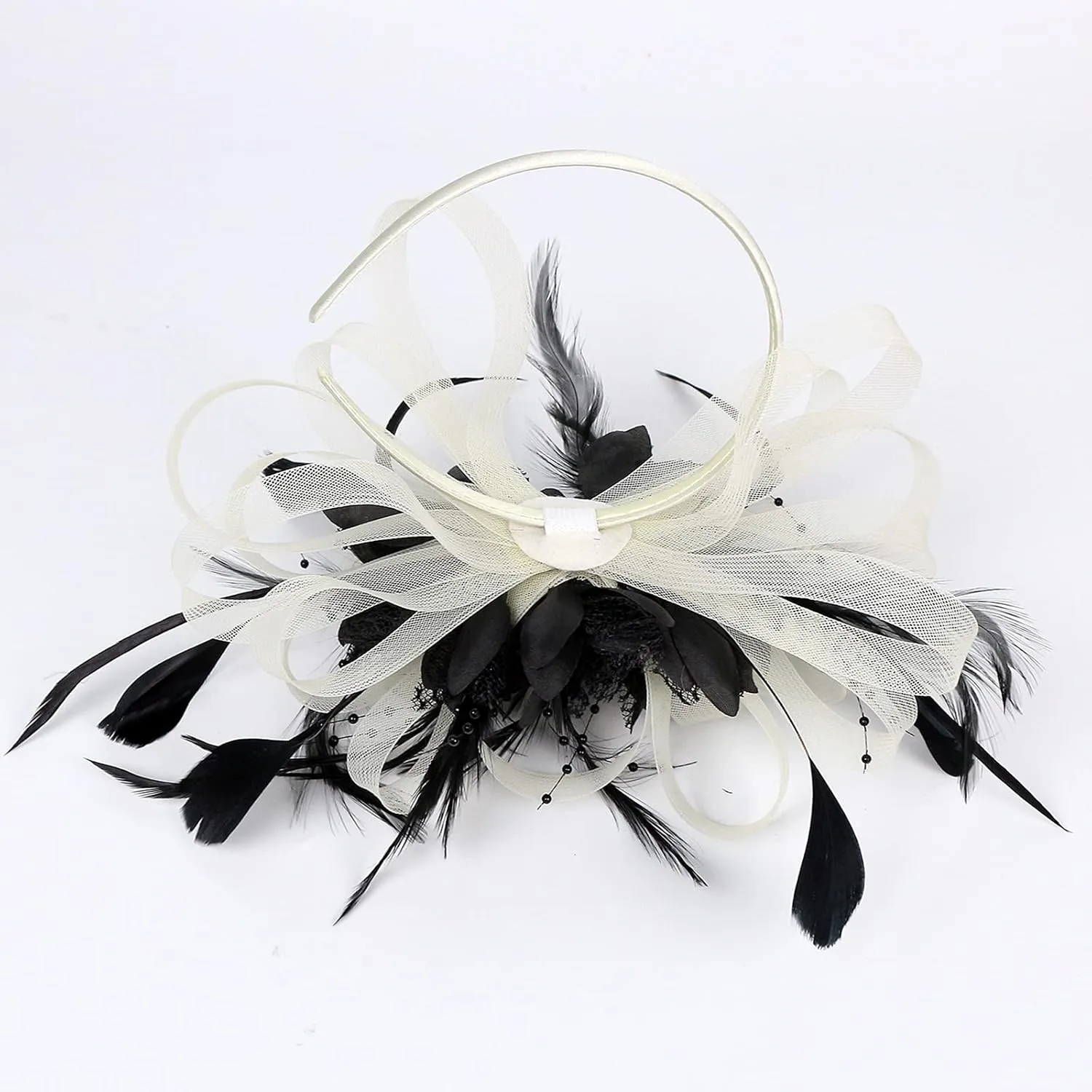 Fascinator Hats for Women Feather Flower Hair Clip Brooch Wedding Tea Party Hat Derby Race Headwear