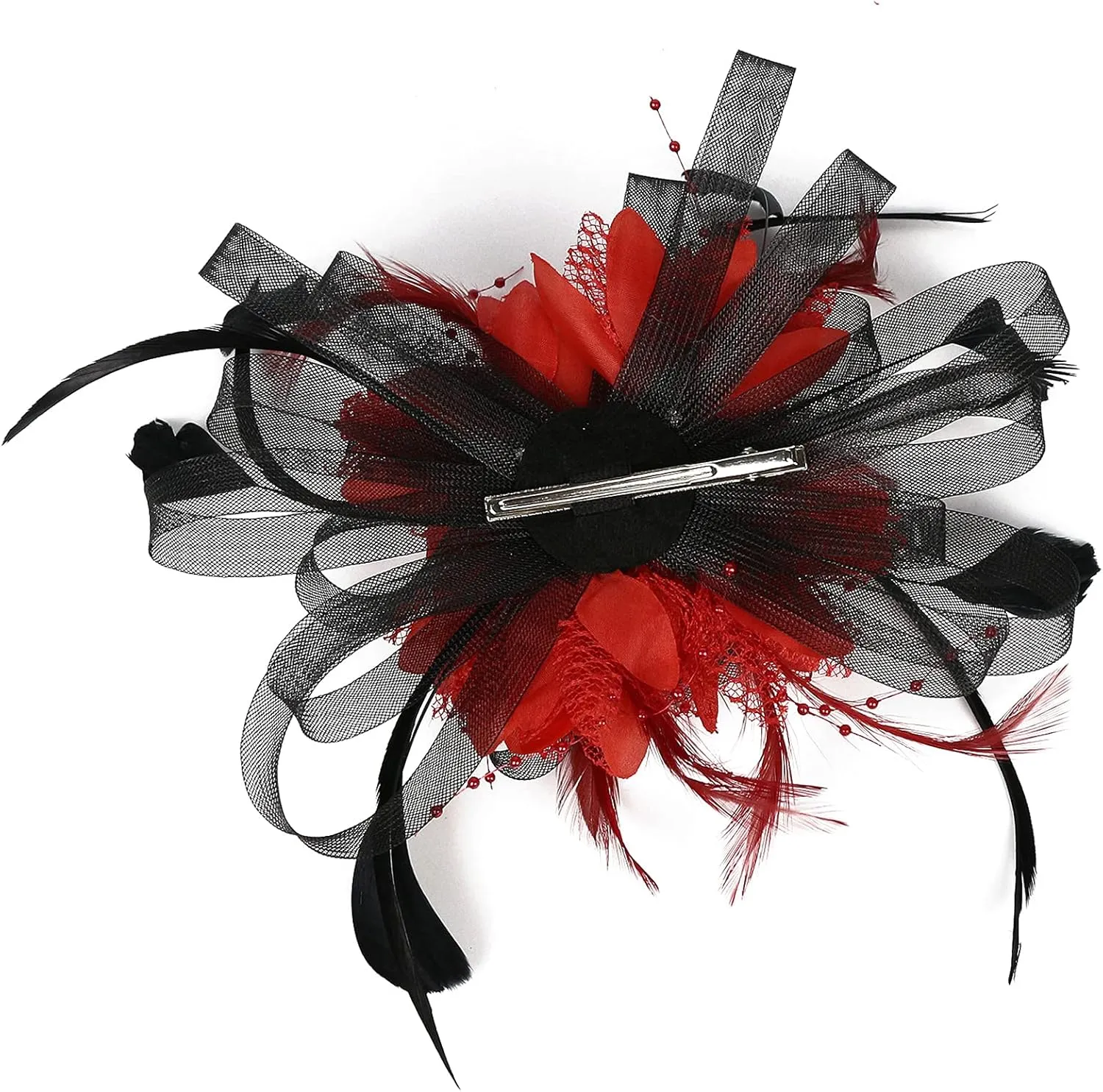 Fascinator Hats for Women Feather Flower Hair Clip Brooch Wedding Tea Party Hat Derby Race Headwear