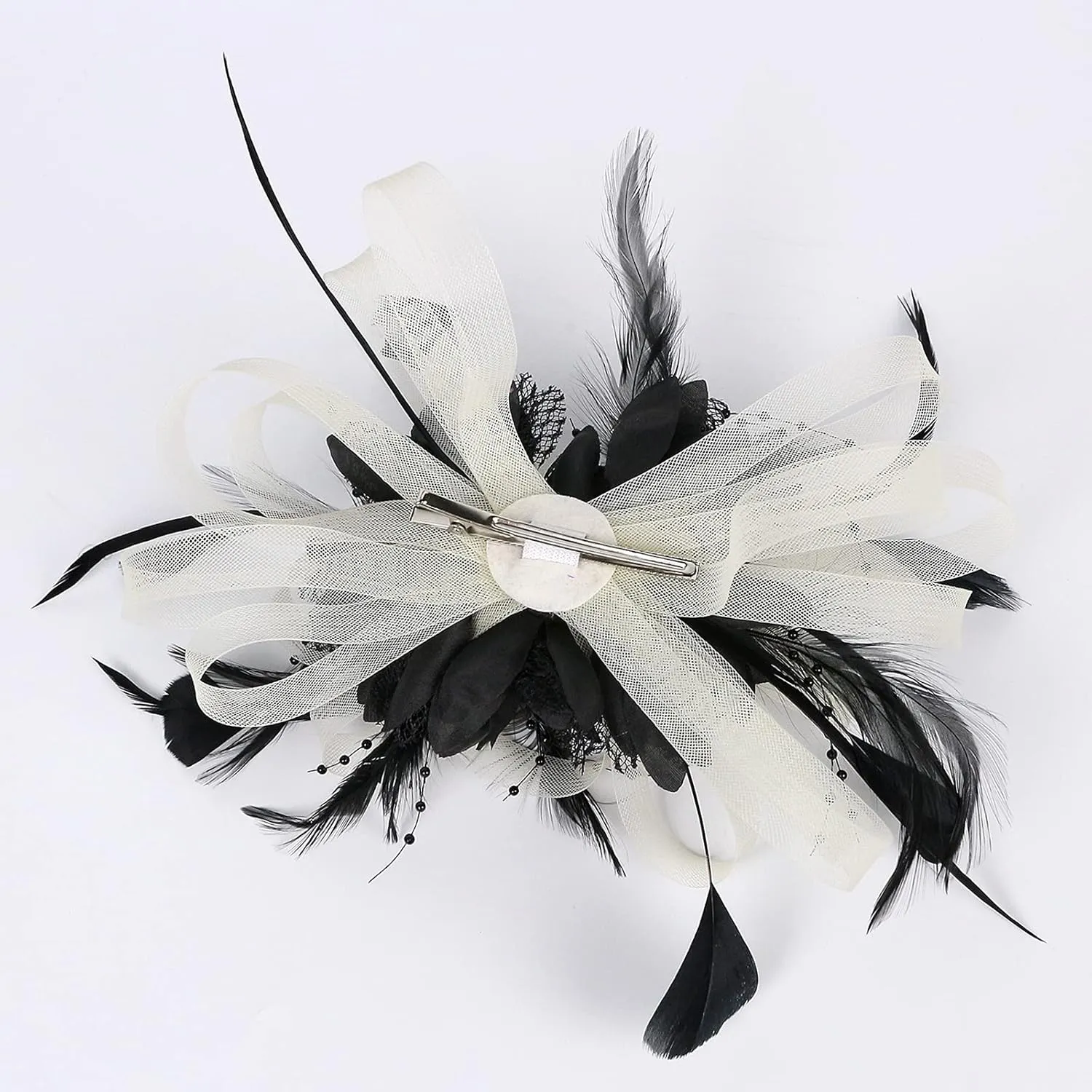 Fascinator Hats for Women Feather Flower Hair Clip Brooch Wedding Tea Party Hat Derby Race Headwear