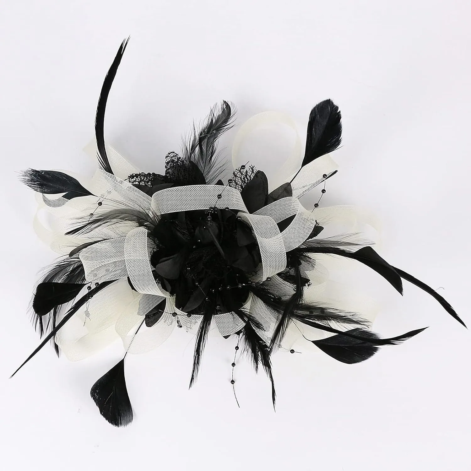 Fascinator Hats for Women Feather Flower Hair Clip Brooch Wedding Tea Party Hat Derby Race Headwear