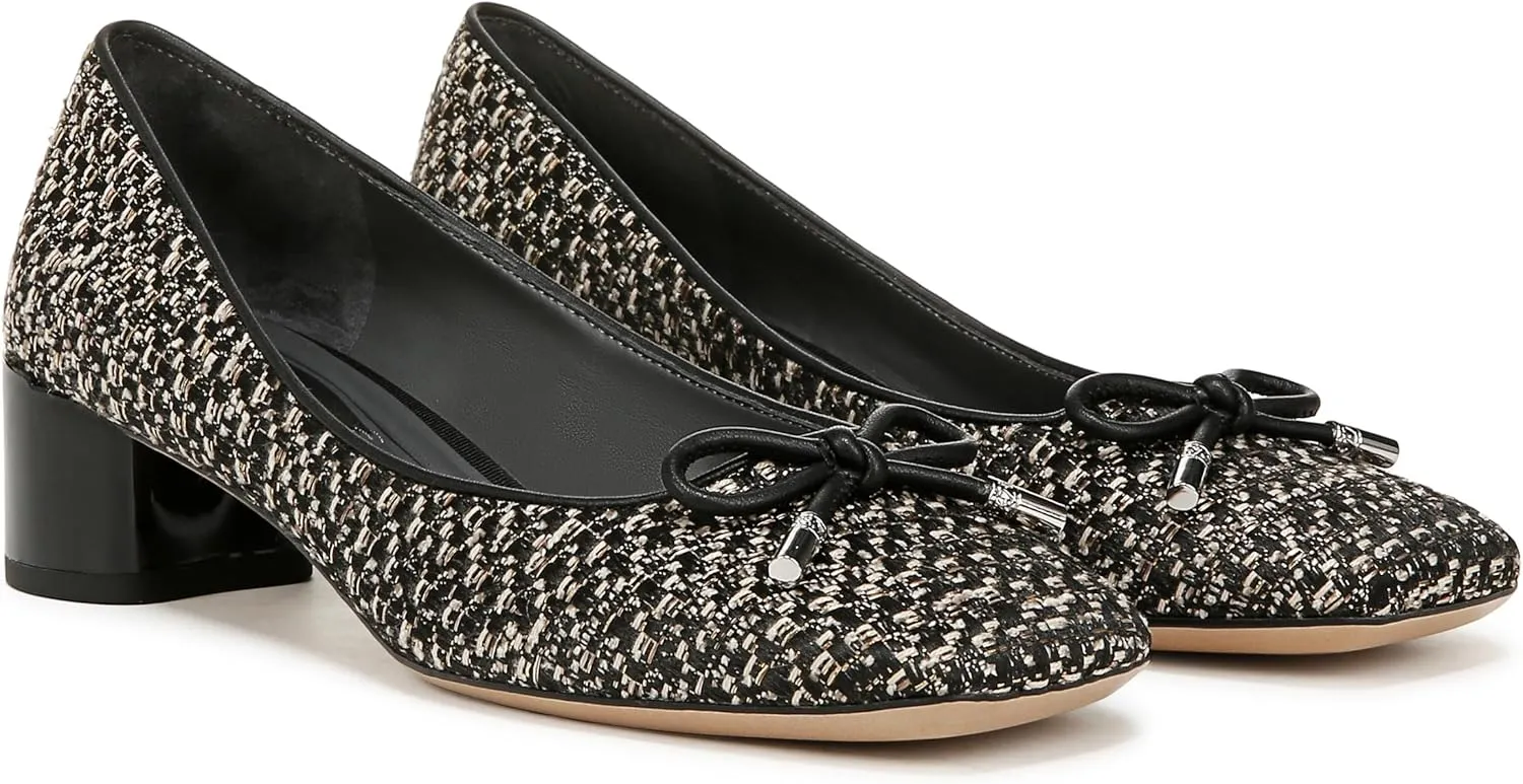 Franco Sarto Women's Natalia Square Toe Block Heel Pump with Bow