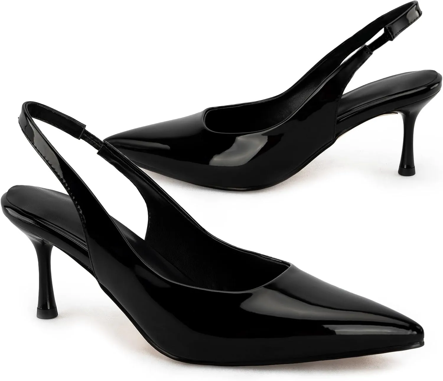 heelchic Women's Kitten Heel, Closed Pointed Toe Low Heel, Comfortable Pumps Shoes for Women Dress Shoes