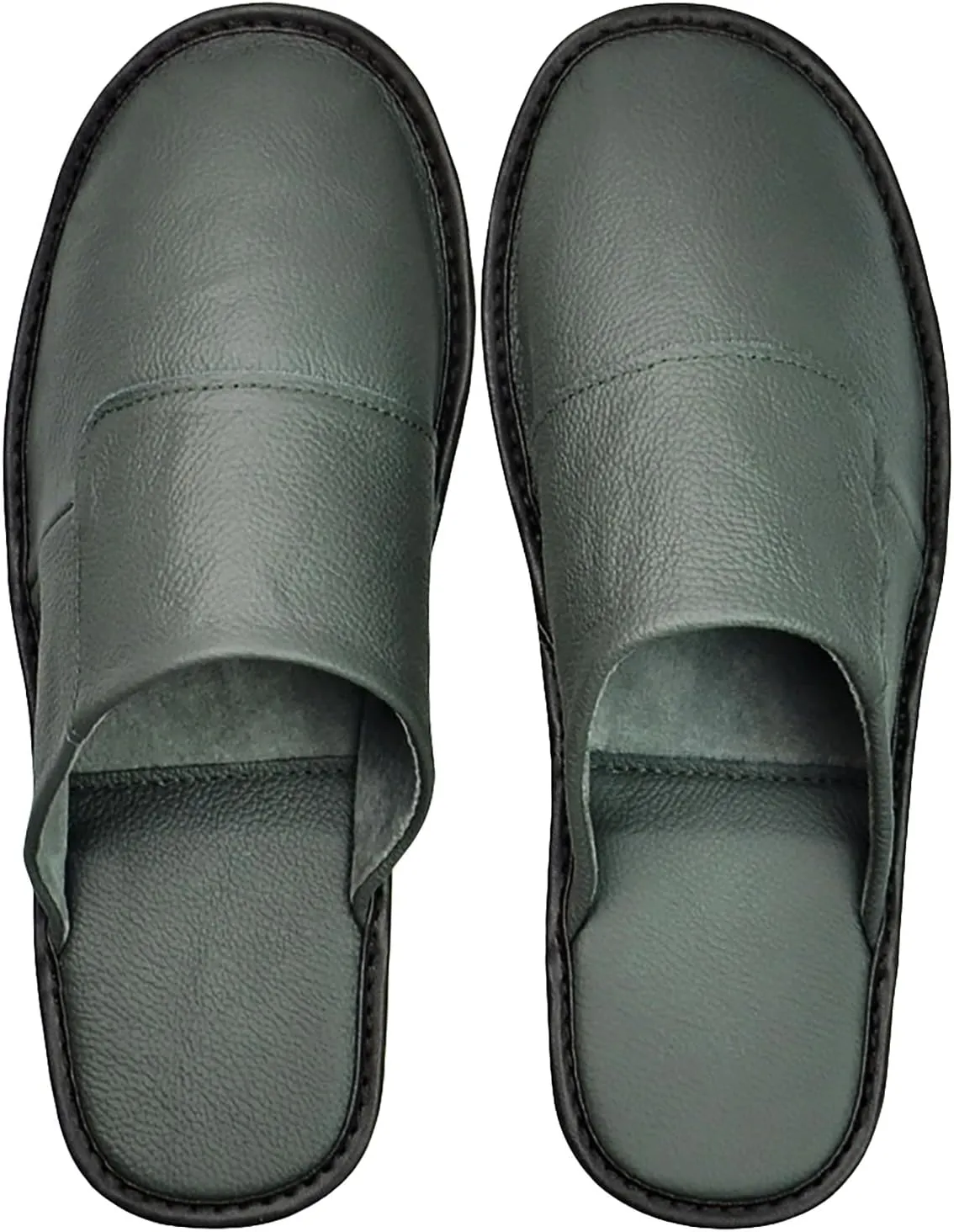 Hwayslon Leather Slippers Men's Women's Leather Room Slippers Natural Cowhide Luxury Solid Color Unisex
