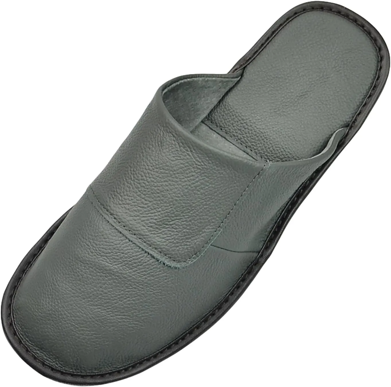 Hwayslon Leather Slippers Men's Women's Leather Room Slippers Natural Cowhide Luxury Solid Color Unisex