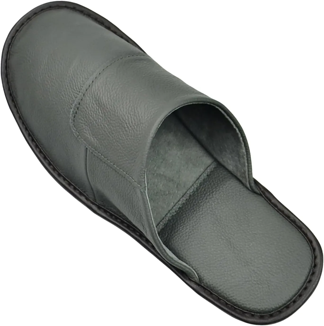 Hwayslon Leather Slippers Men's Women's Leather Room Slippers Natural Cowhide Luxury Solid Color Unisex