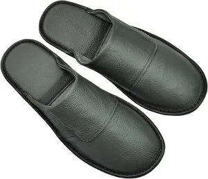 Hwayslon Leather Slippers Men's Women's Leather Room Slippers Natural Cowhide Luxury Solid Color Unisex