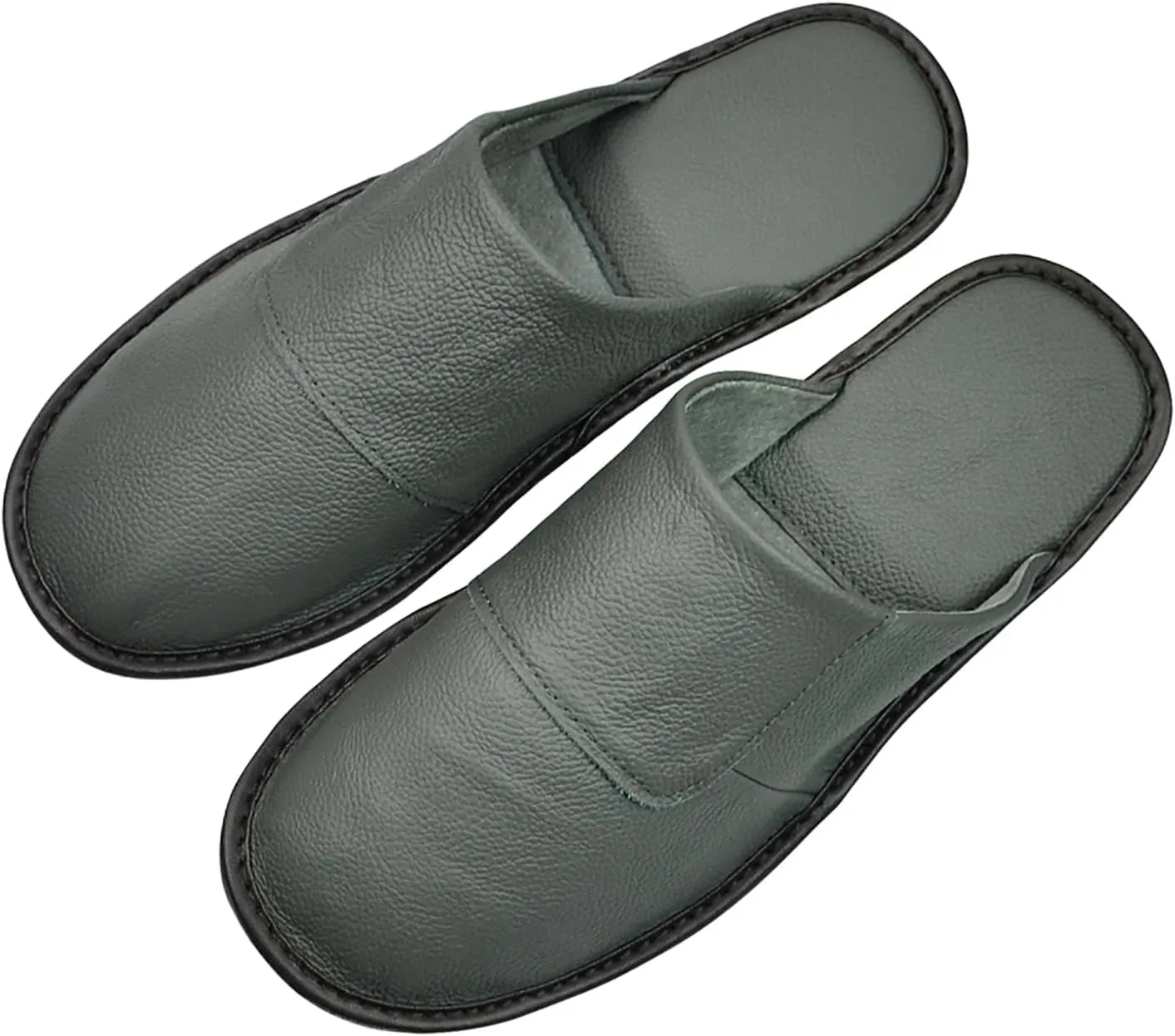 Hwayslon Leather Slippers Men's Women's Leather Room Slippers Natural Cowhide Luxury Solid Color Unisex