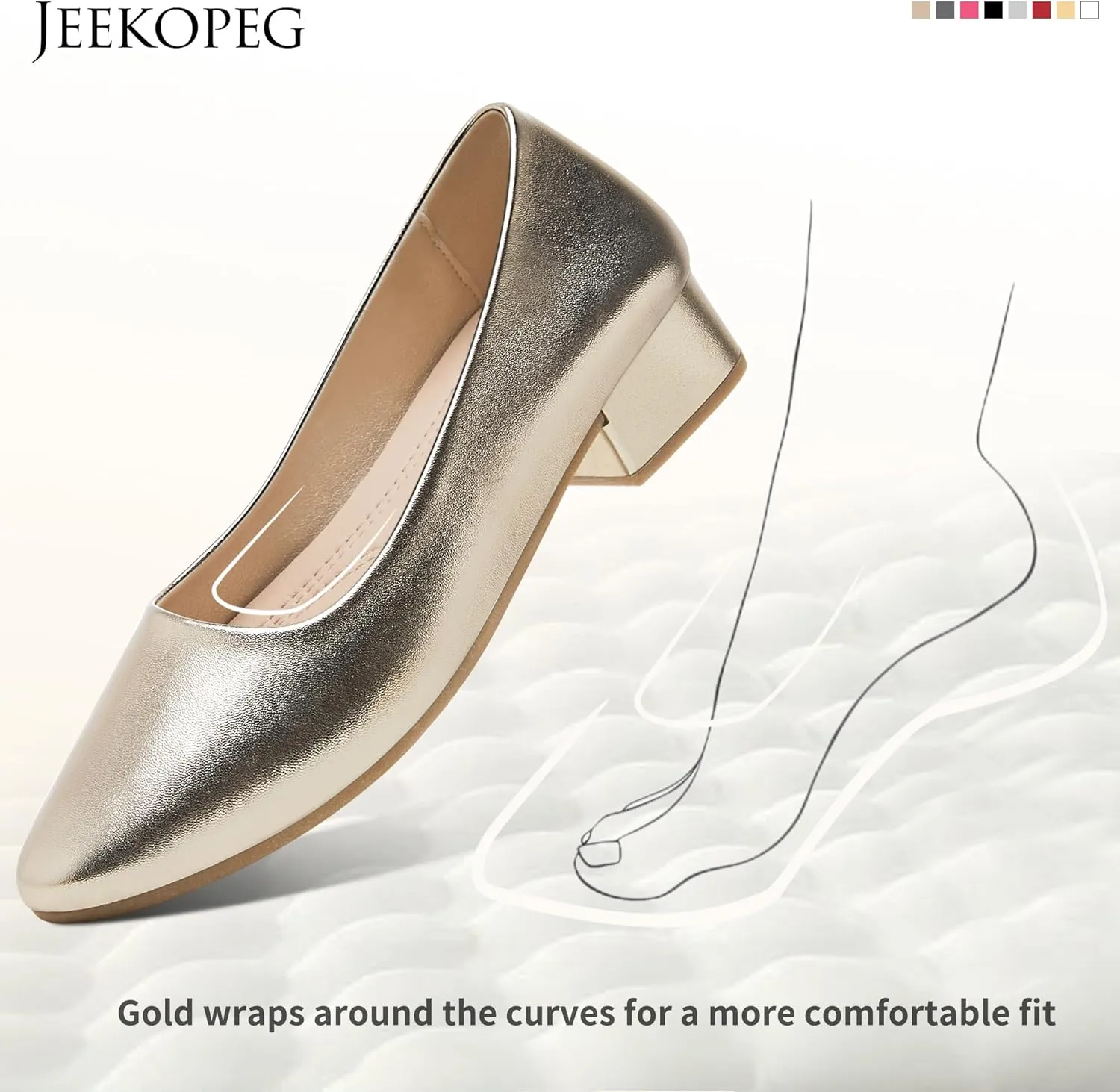 Jeekopeg Low Chunky Pumps Women's Round Toe Heels PU Leather Chunky Pump Shoes Classic Closed Toe Pumps Low Heel Dress Shoes for Women