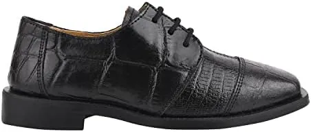 LIBERTYZENO Boys Animal Print Genuine Leather Kids Lace Up Oxford Dress Shoes for Prom Graduation