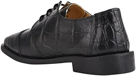 LIBERTYZENO Boys Animal Print Genuine Leather Kids Lace Up Oxford Dress Shoes for Prom Graduation