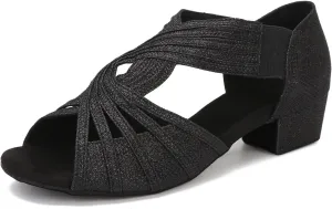 Low Heel Women Ballroom Dance Shoes Salsa Batchata Social Beginner Practice Wedding Dancing 1.5in Heels YT04