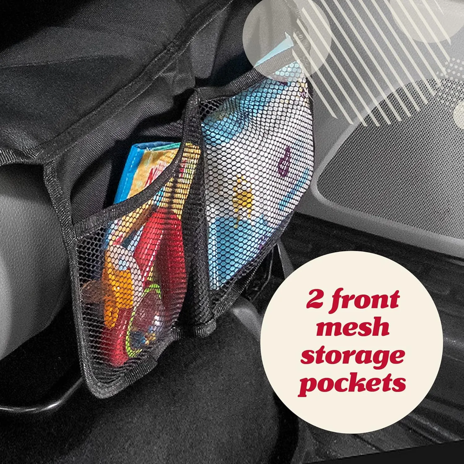 Lusso Gear Car Seat Protector with Thick Padding - Baby Cover with 2 Mesh Storage Pockets - Waterproof Tan Seat, Non-Slip Backing - Car Accessories - Carseat Cover