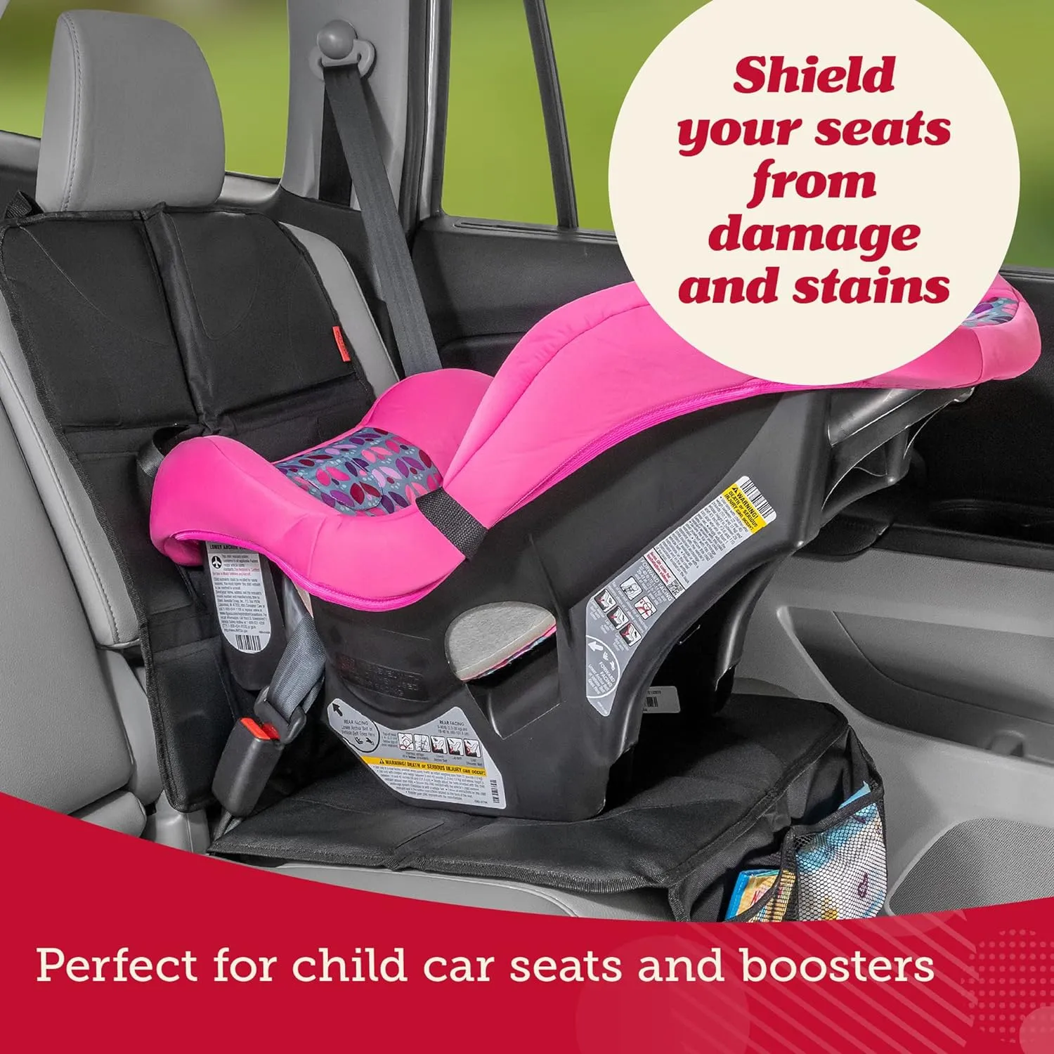 Lusso Gear Car Seat Protector with Thick Padding - Baby Cover with 2 Mesh Storage Pockets - Waterproof Tan Seat, Non-Slip Backing - Car Accessories - Carseat Cover